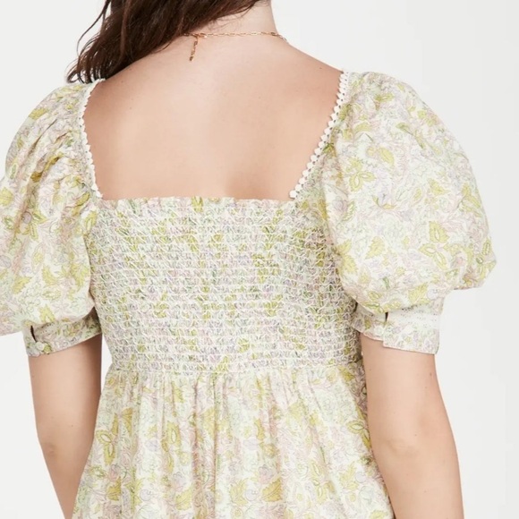 Anthropologie Love The Label Boho Cottagecore Floral Puff Sleeve Mini Dress S - Picture 3 of 13